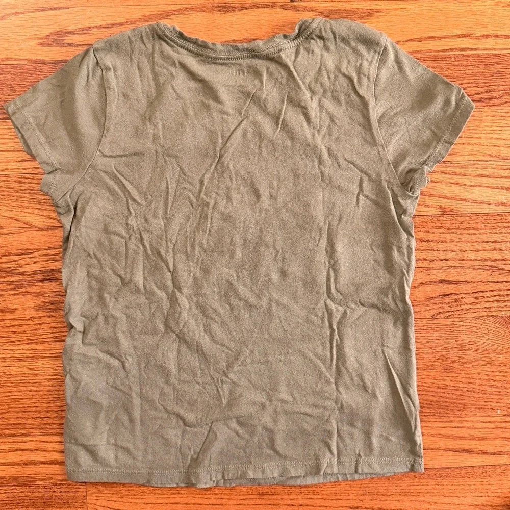 Old Navy Live Happy Sunrise to Sunset Floral Cotton‎ Olive Short Sleeve Tee L